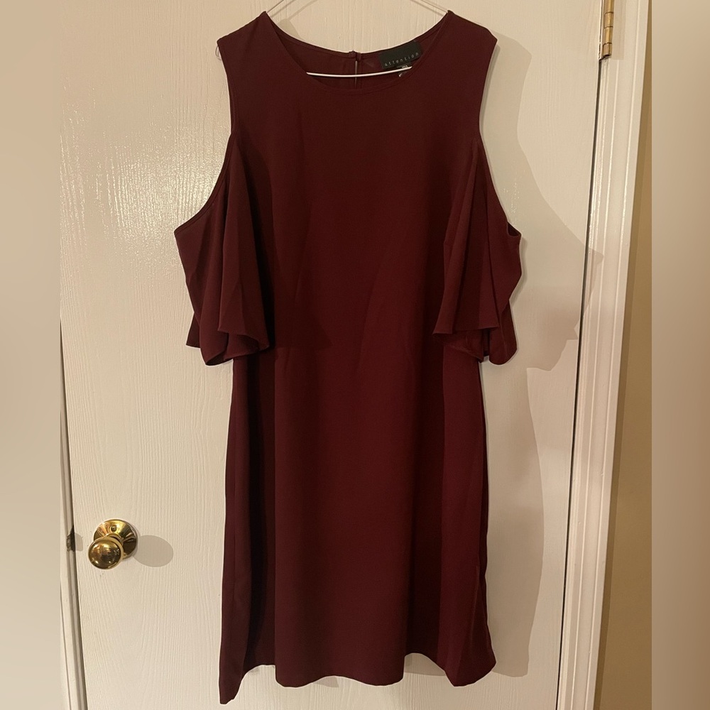 Burgundy Cold Shoulder Dress